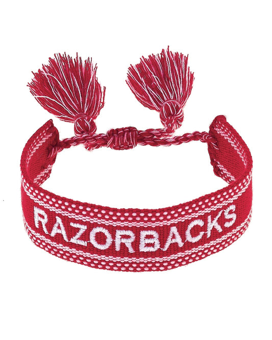 Arkansas Razorbacks Woven Tassel Bracelet