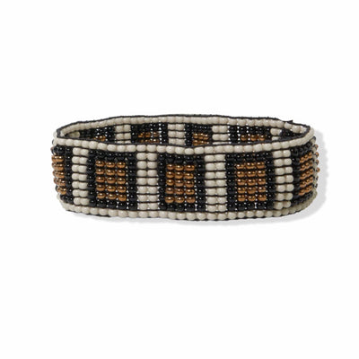 Lane Rectangle Beaded Stretch Bracelet Black