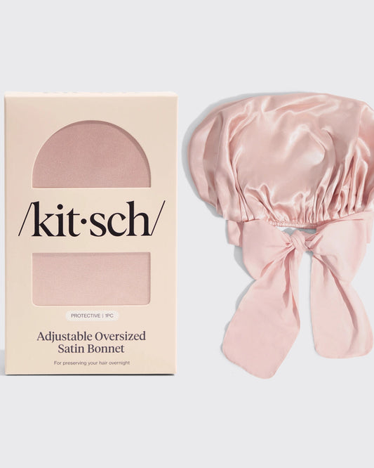 Adjustable Oversized Satin Bonnet Blush