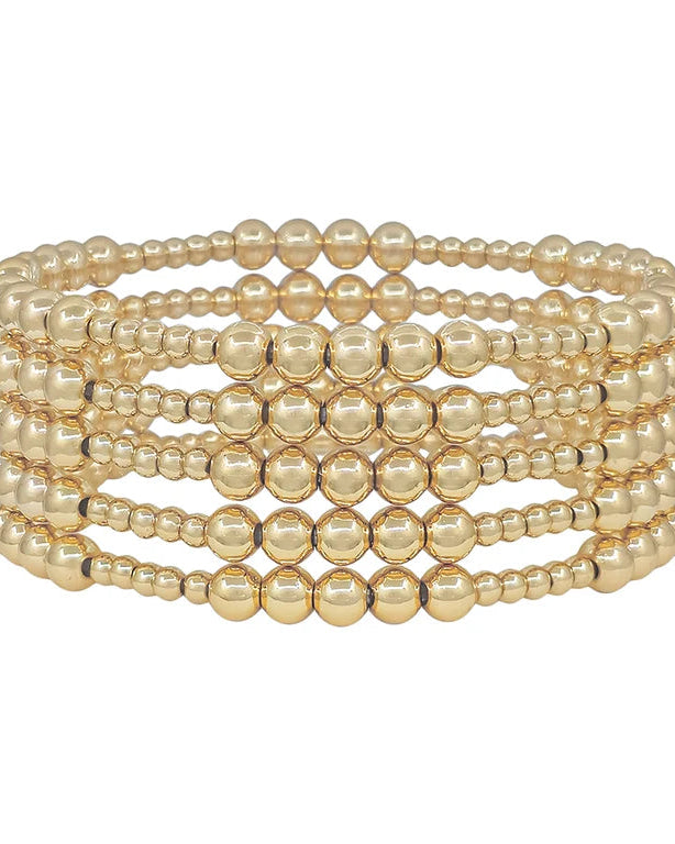 Water resistant 5MM & 3MM Beaded Gold Stretch Bracelet