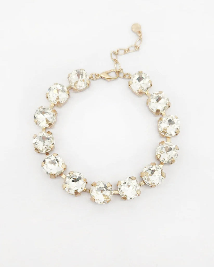 Clear Diamond Square Stone with Gold Hinged 7.25" Bracelet