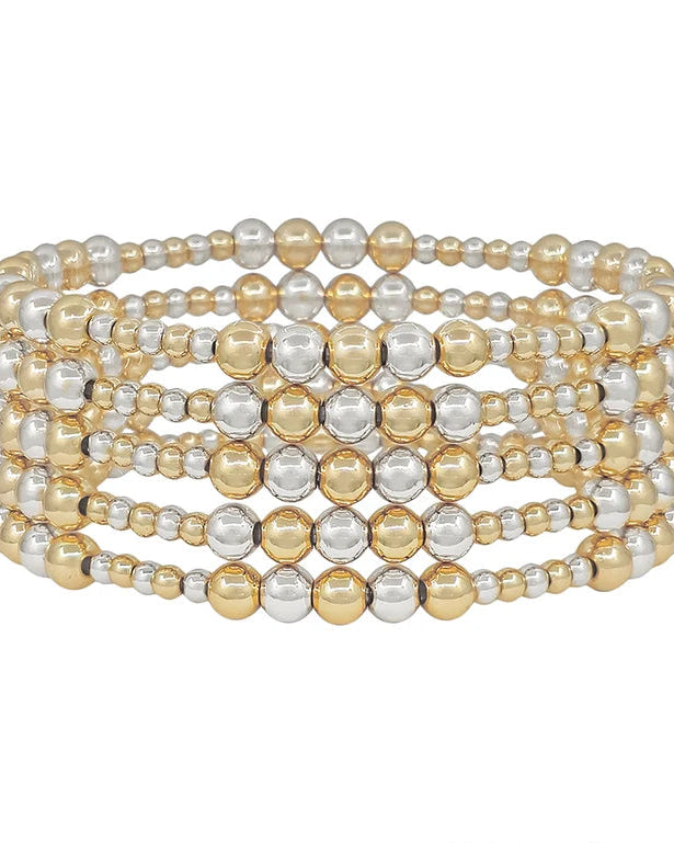 Water resistant 5MM & 3MM Beaded Gold Stretch Bracelet