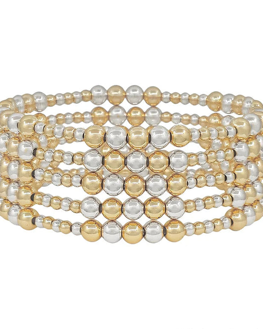 Water resistant 5MM & 3MM Beaded Gold Stretch Bracelet