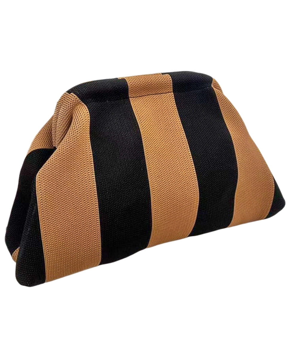 Compact Urban Stripe Makeup Pouch