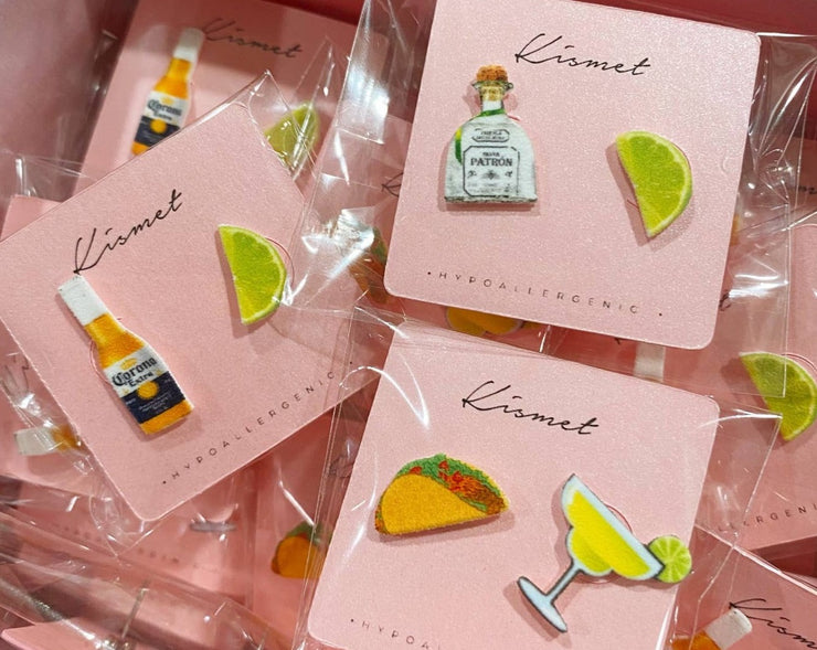 Beer/Lime Stud Earrings