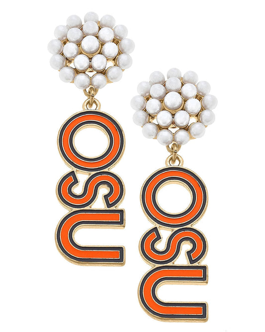Oklahoma State Cowboys Outline Enamel Drop Earrings