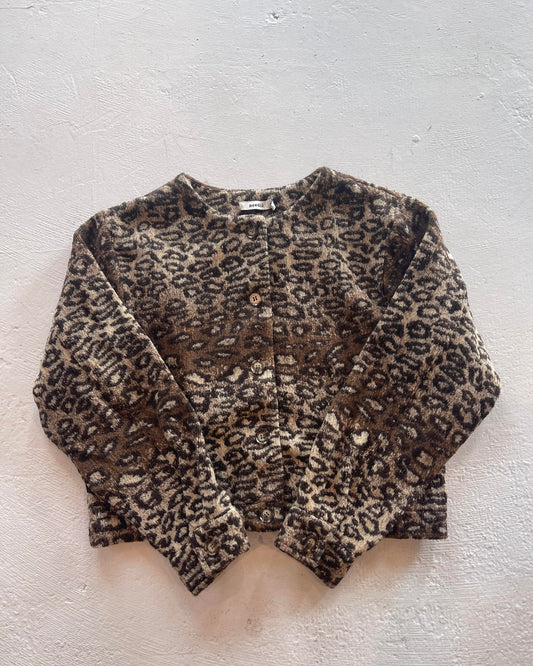 Button Down Knit Cardigan Leopard