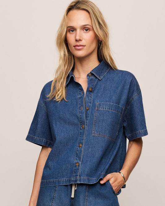 Everyday Denim Button Up Deep Water