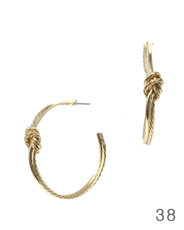 Thin Gold Wire Wrapped Knotted 1.5" Earring