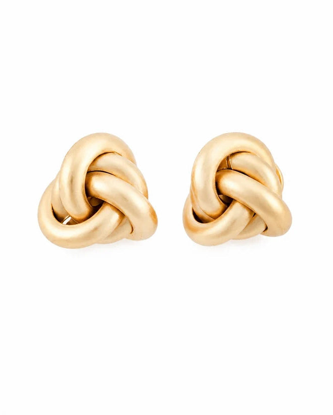 Gold Hammered Thick Knotted .5" Stud Earring