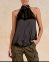 After Dark Satin Halter Black