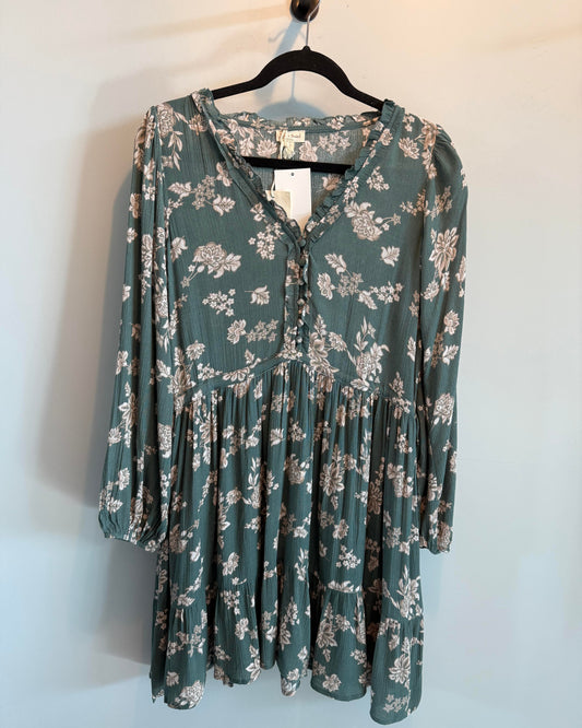 Floral Corduroy Baby Doll Dress