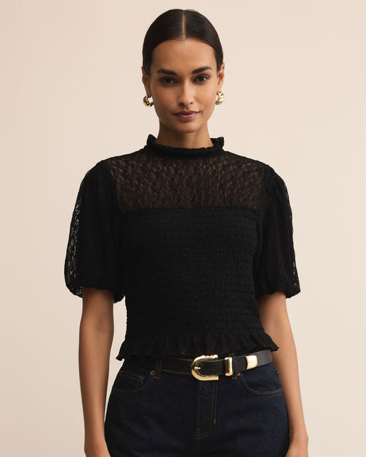 Glimpse Lace Top Black