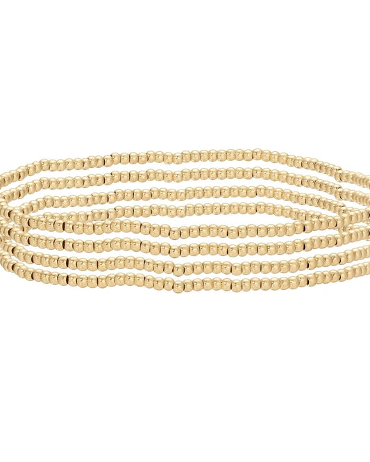 Stretch Bead Bracelets Gold 2mm 18K Gold Plated