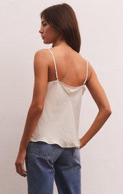 Perla Lace Trim Tank-Sandstone