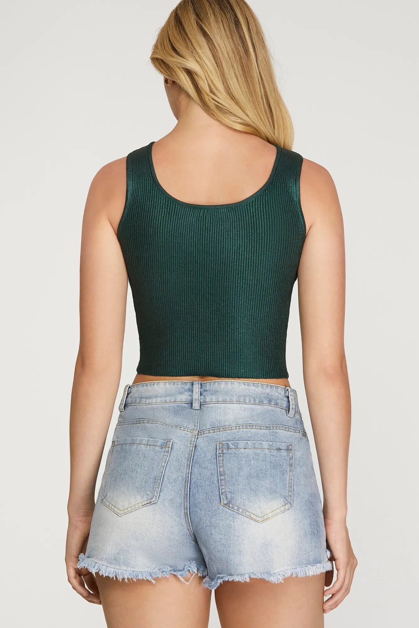 Cameron Game Day Metallic Sweater Tank Forest Green