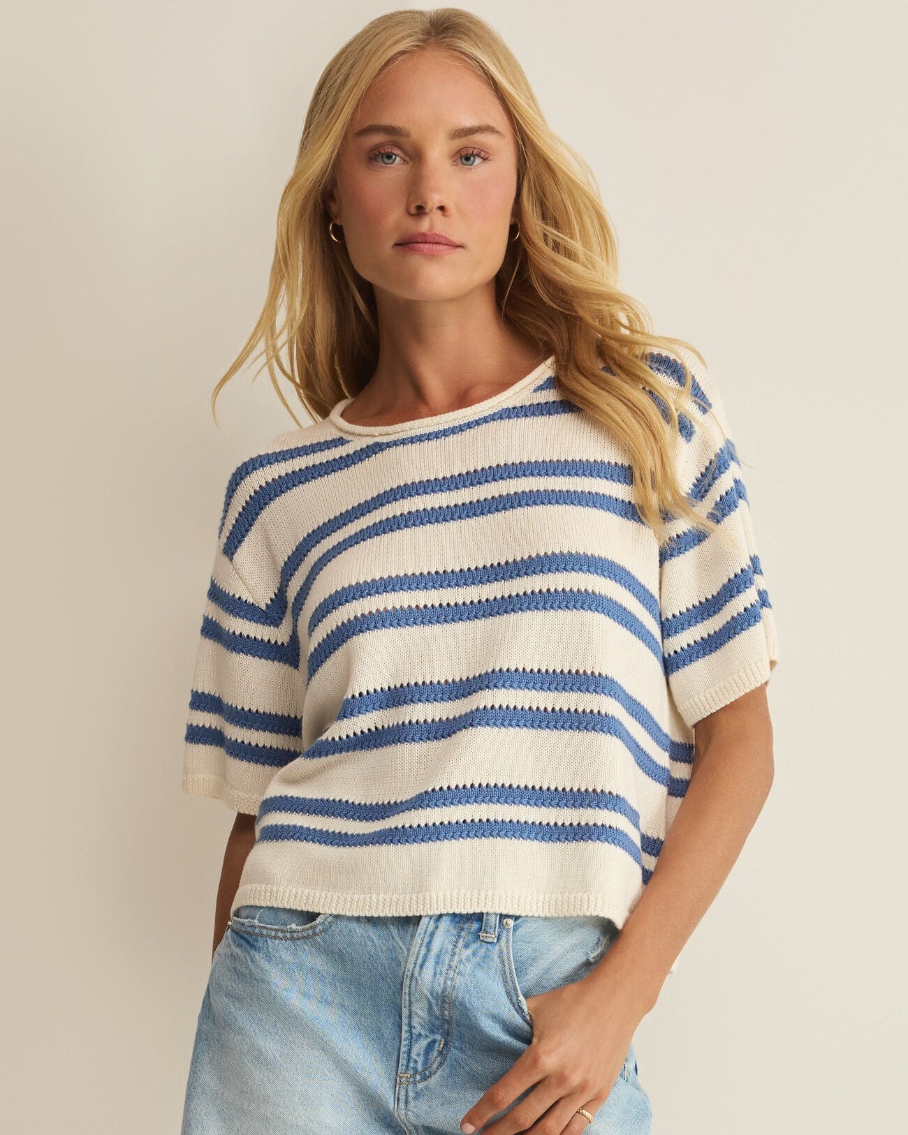 Prado Striped Sweater Tee Lake Blue