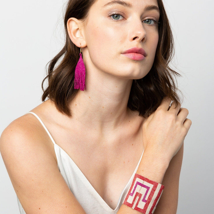 Lexie Magenta Fringe Earrings