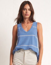 Vagabond Twin Stripe Tank Blue Isle