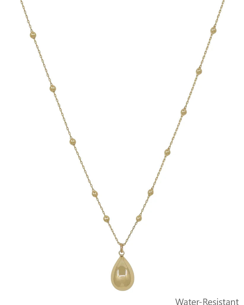 Water Resistant Gold 2MM Beaded with Thin Chain 16"-18" Necklace