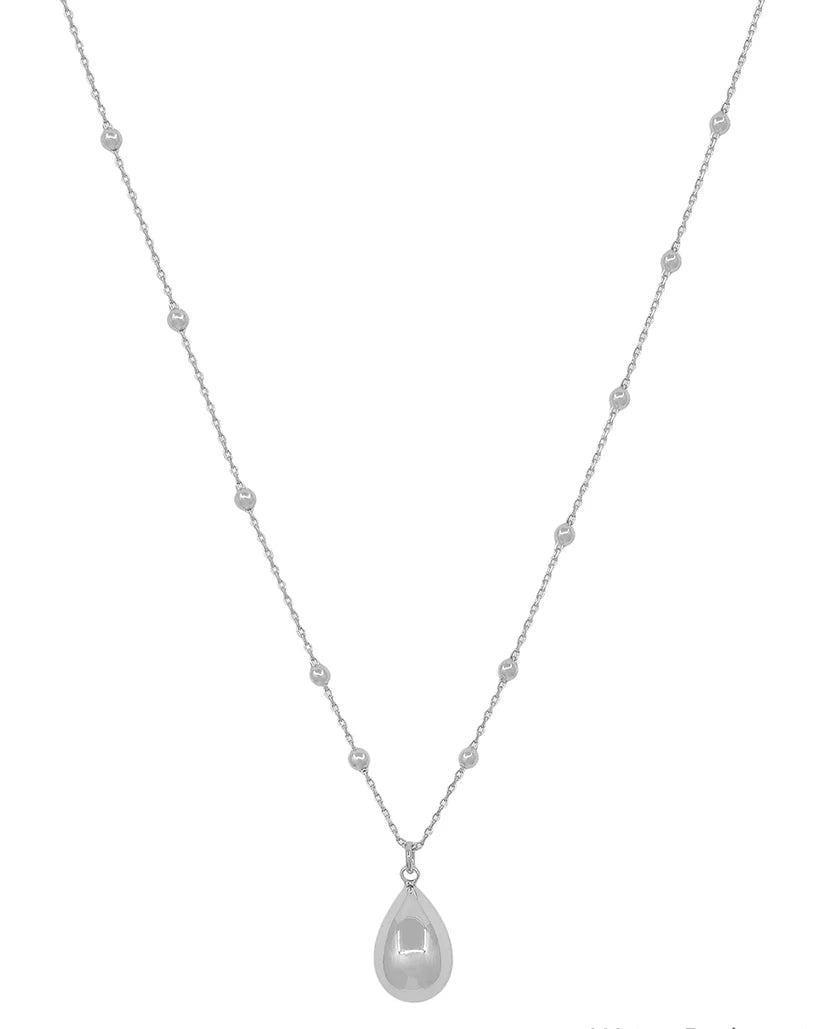 Water Resistant Silver 2MM Beaded with Thin Chain 16"-18" Necklace