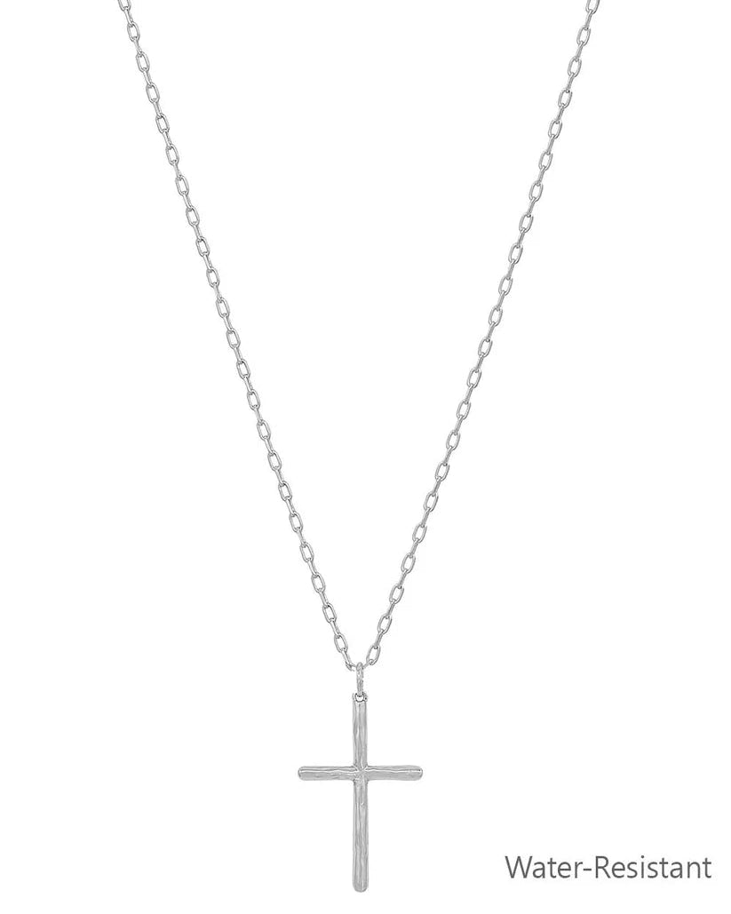 Water Resistant Thin Silver Cross 16"-18" Necklace