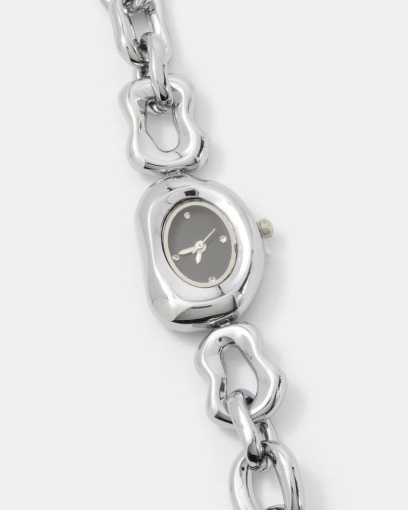 Oval Case Organic Link Chain Bracelet Watch