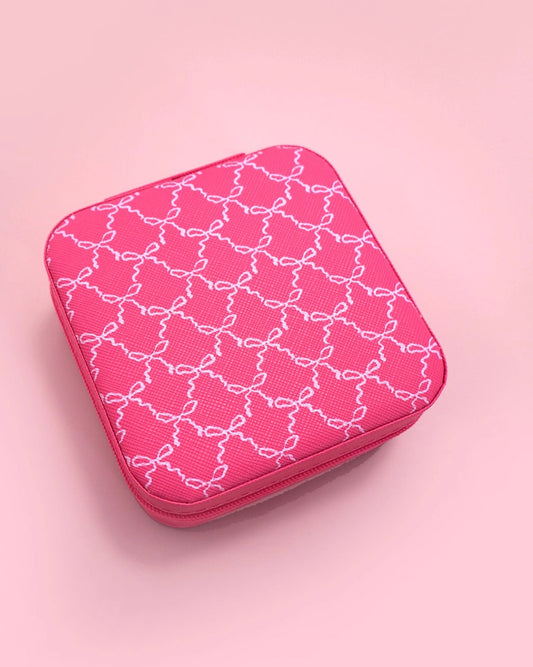Jewelry Organizer Travel Box Bow Fuchsia