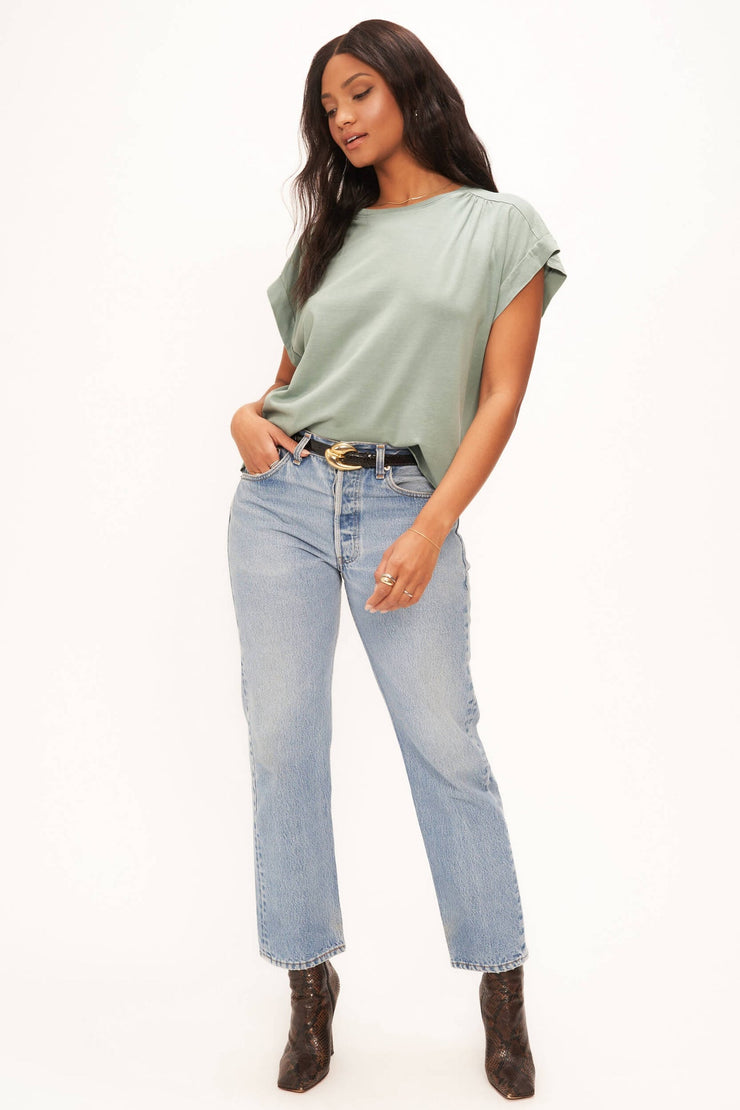 Kiki Ruched Shoulder Washed Easy Fit Tee