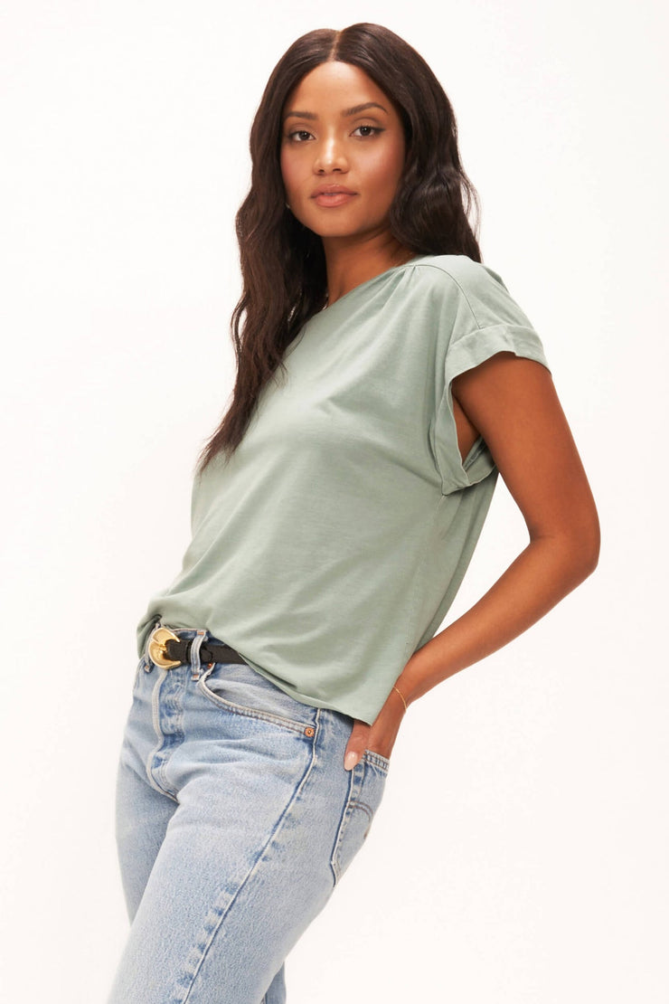 Kiki Ruched Shoulder Washed Easy Fit Tee