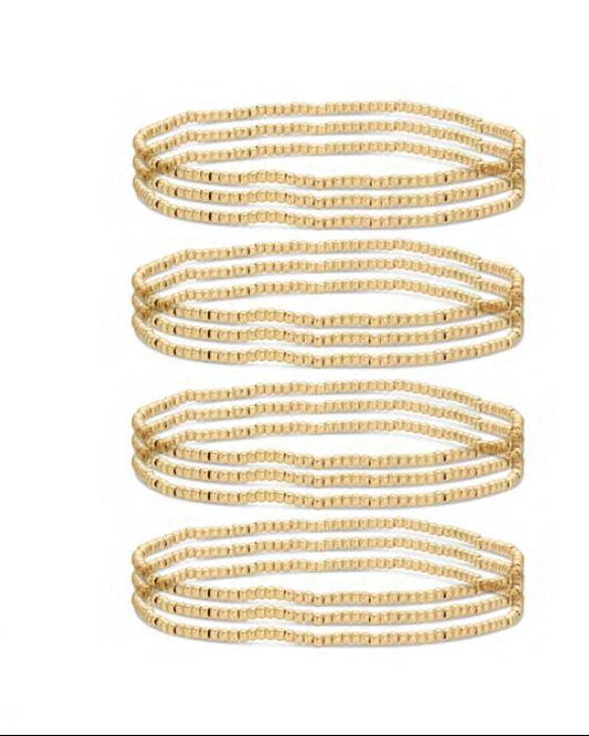 Stretch Bead Bracelet 2mm Gold