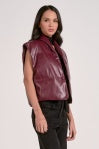 LaRinda Faux Leather Puffer Vest Plum