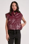 LaRinda Faux Leather Puffer Vest Plum