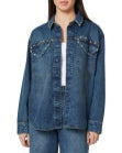 Denim Shirt Jacket with Studs