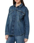 Denim Shirt Jacket with Studs