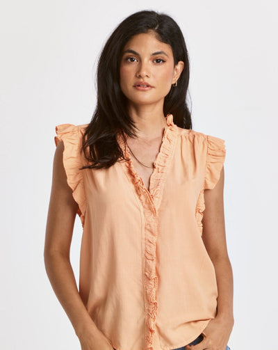 Ellie Ruffle Shirt- Apricot Crush