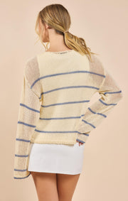 Taylor Striped Knit Top Blue