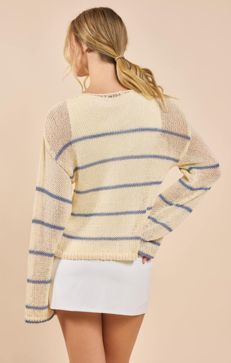 Taylor Striped Knit Top Blue