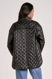 Linda Quilted Faux Leather Jacket Black