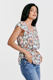 Danica Top- Flower Medallion