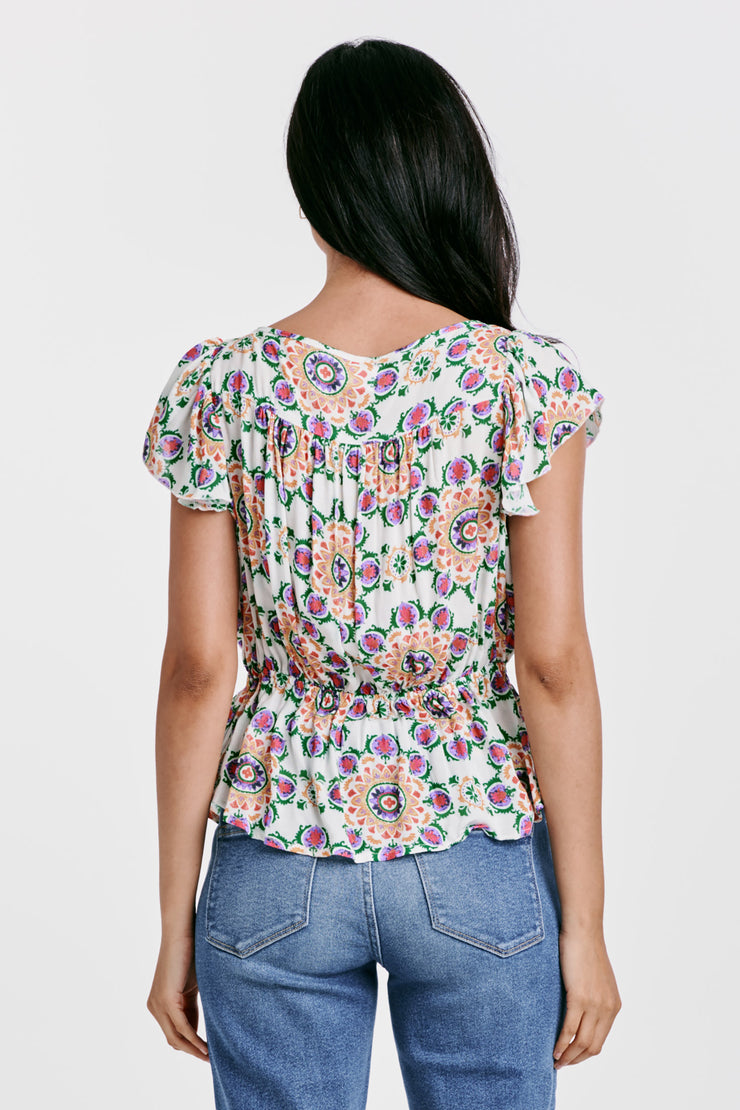 Danica Top- Flower Medallion