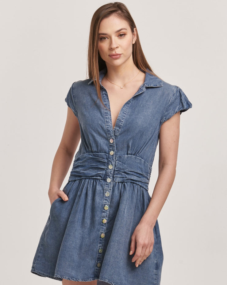 Sawyer Button Down Dress- Independence Blue