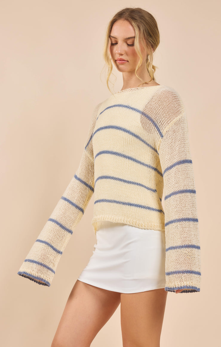Taylor Striped Knit Top Blue