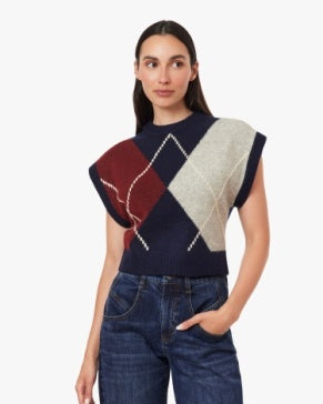 Herringbone Sweater Vest Navy with Winetasting