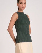 Ribbed Sleeveless Top Pine