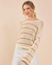 Taylor Striped Knit Top Ivory