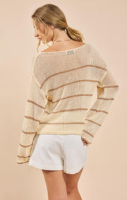 Taylor Striped Knit Top Ivory