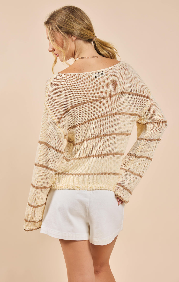 Taylor Striped Knit Top Ivory