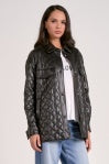 Linda Quilted Faux Leather Jacket Black
