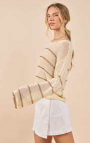 Taylor Striped Knit Top Ivory